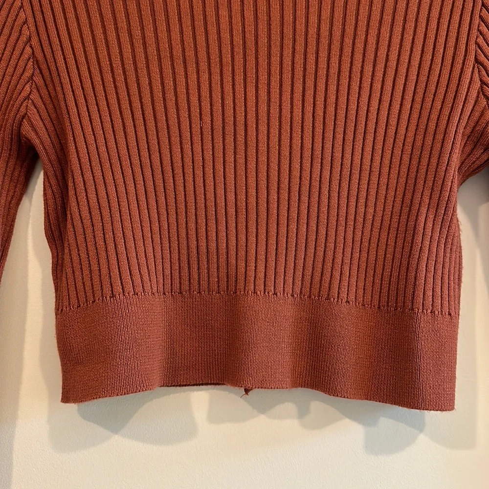 Vici Collection Rust Ribbed Button-Up Cropped Cardigan - Picture 9 of 12